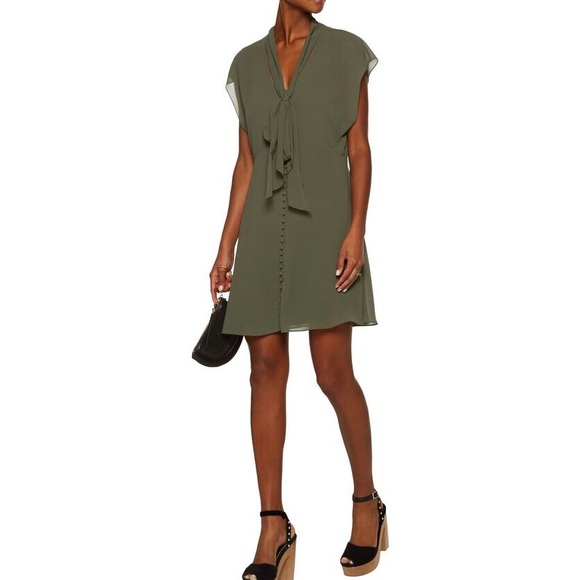 HAUTE HIPPIE 🌼 Pussy-Bow Crepe de Chine Dress NWT - Picture 2 of 7